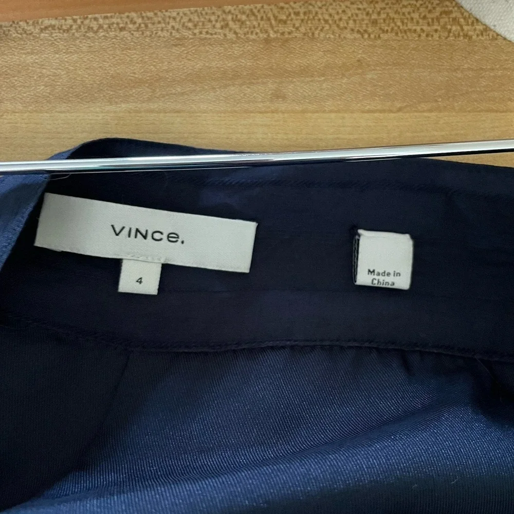 VINCE‎ Navy Pleated Side Tie Culottes Wide Leg Pants Hematite Blue Sz 4 $265 B37 - Picture 6 of 12